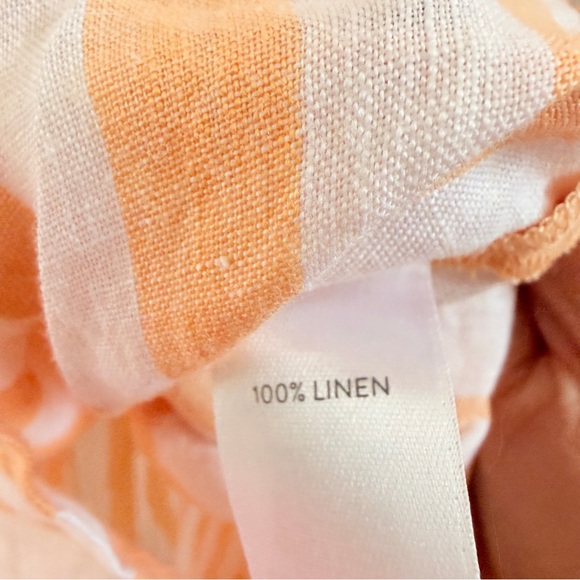 J Jill white orange Love linen striped button up shirt - Picture 5 of 7